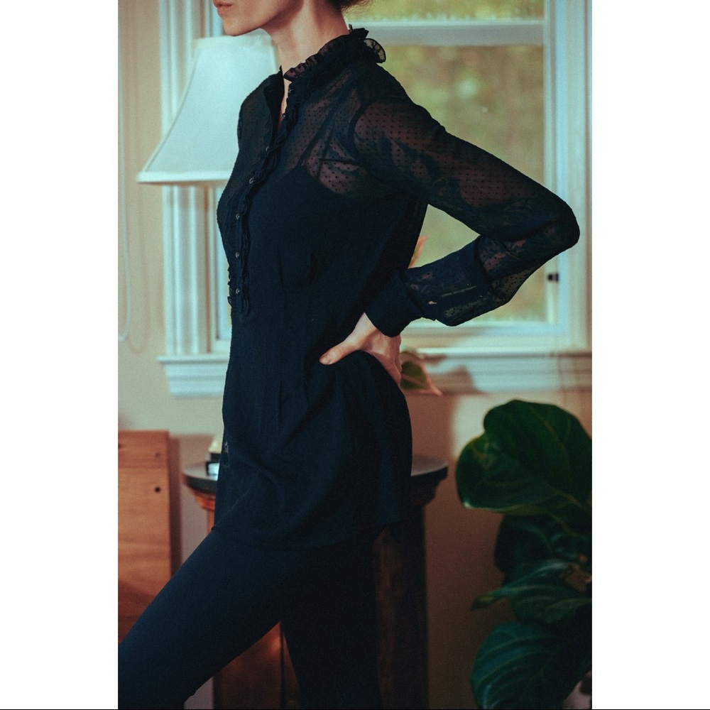 Armani Jeans Black Ruffle Blouse